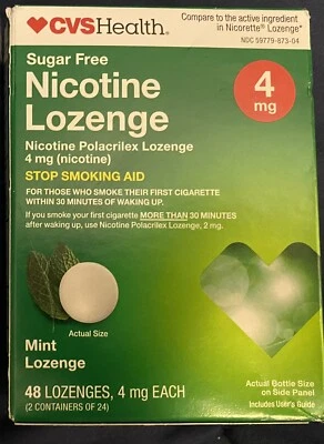 Sealed! CVS Sugar Free Nicotine Lozenge 4mg Mint Flavor 48 Lozenges Exp 10/2025 - Image 1 of 3