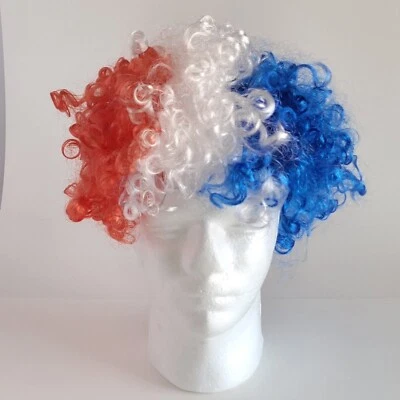 USA Flag Inspired Afro Wig Red White & Blue Party Cosplay Carnival Synthetic New - Image 1 of 4