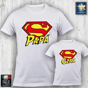 T-Shirt Papa Junge SUPERPAPA SUPERGIRL Vatertag Lustige Geschenkidee - Bild 1 von 3