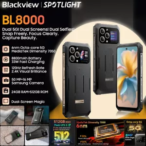 Dual Screen Blackview BL8000 5G Rugged Android 13 Phone Waterproof 512GB Mobile - Picture 1 of 14