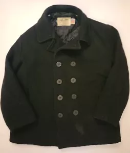 US 740N Pea Jacket Sz 48 Schott NYC USA USN Navy Wool Black Coat Military FLAW - Picture 1 of 15