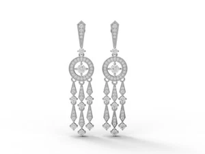 925 Sterling Silver Round Moissanite Dangle Drop Chandelier Earrings For Women - Picture 1 of 4