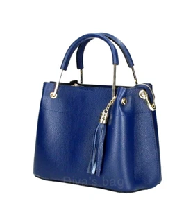 ITALIAN GENUINE LEATHER TRENDY FANCY HANDBAG BAG PURSE W/ TASSEL - MADE IN ITALY - Picture 1 of 16