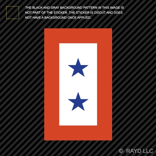 Calcomanía adhesiva de vinilo autoadhesiva bandera servicio dos estrellas azules de 4" Foto 1 de 1