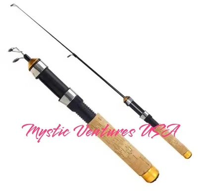 Telescopic Ice Fishing Rod New 60cm (24") Packs Down To 10" - Cork Handle Med-Lt - Image 1 of 4