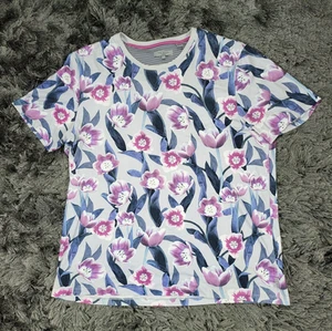 Ted Baker London T-Shirt Mens 7 Gray Blue Floral Cotton Short Sleeve Crew Neck - Picture 1 of 16