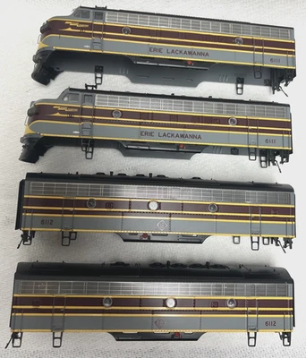 LOT OF 4 MTH HO ALCO ERIE LACKAWANNA UNITS DIESEL LOCOMOTIVES SHELLS PARTS LOT - Image 1 of 4
