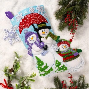 Bucilla Felt Stocking Applique Kit 18" Long-Frosty Family 89683E - Picture 1 of 2