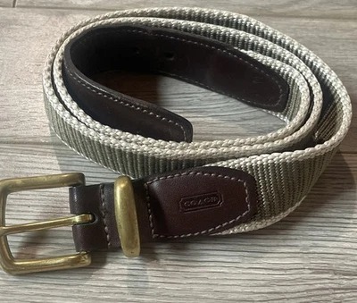 Coach Olive Military Belt Brass Buckle Brown Leather Y2K  Size 38 Khaki - Image 1 of 4