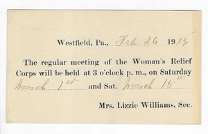 1919 - POSTKARTE - FRAUENRELIEFKORPS - WESTFIELD, PENNSYLVANIA - Bild 1 von 2