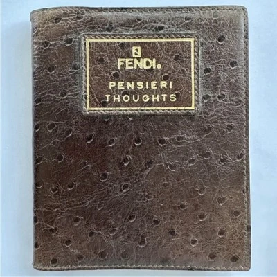 VINTAGE 90s FENDI ROMA PENSIERI THOUGHTS JOURNAL DIARY NOTEBOOK OSTRICH LEATHER - Image 1 of 4
