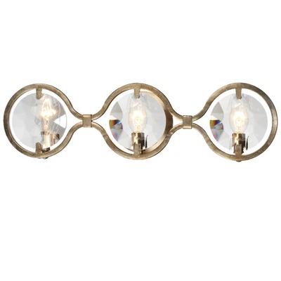 Luz de tocador de baño Crystorama Quincy 3 luces 25" en crepúsculo envejecido Foto 1 de 3