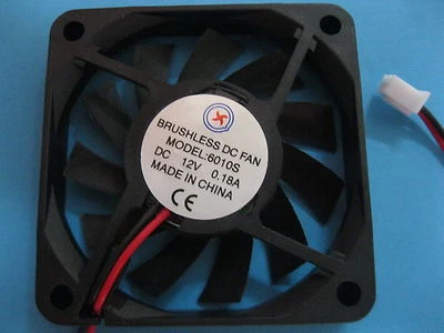 2 pcs Brushless DC Cooling Fan 12V 6010S 11 Blade 60x60x10mm Sleeve Bearing 2pin - Image 1 of 2