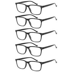 5 Pack Unisex Reading Glasses Spring Hinge Black Frame +1.75x Bags Cleaning Clot - Picture 1 of 8