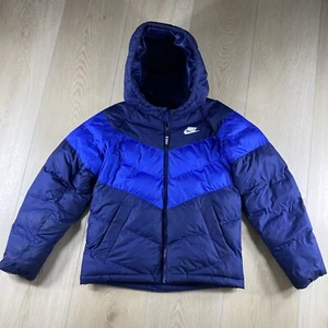 Nike Kid Hooded Puffer Jacket Blue Boys Sz L DX1264 - Picture 1 of 4