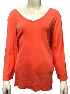 Chicos The Ultimate Tee Long Sleeve Orange Blouse Size 3 - Picture 1 of 9