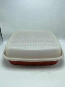 Tupperware #1295 & 1294 Vintage Paprika & White Vintage Container Marinade - Picture 1 of 12