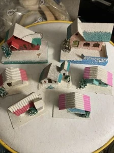 Vintage Putz Papphäuser Konvolut 7 Stück - Bild 1 von 24