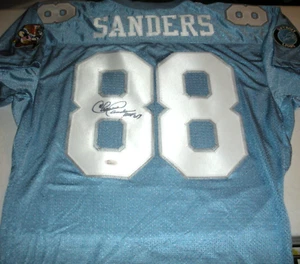 MAGLIA CHARLIE SANDERS DETROIT LIONS JSA/COA FIRMATA UFFICIALE RAWLINGS - Foto 1 di 2
