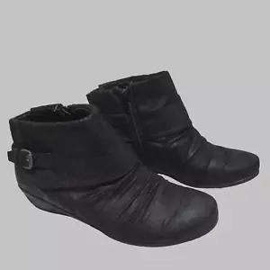 Yuu Ankle Boot Seralee wedge heel  black 7.5 Shoe - Picture 1 of 15