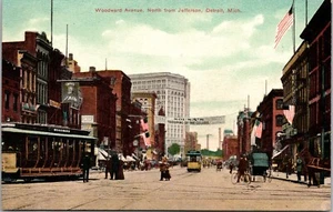 Vintage Litho-Chrome Postcard Color Woodward Ave Detroit Unused NoC10741 - Picture 1 of 2