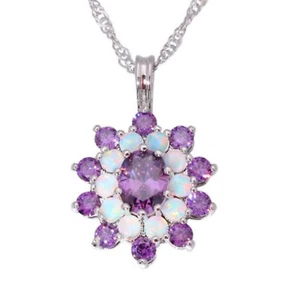 (SP 10) GORGEOUS WHITE FIRE OPAL /AMETHYST PENDANT - Picture 1 of 5