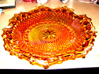 VItg.  Indiana Carnival Glass Shallow Bowl  Iridescent Marigold 10" Ruffled Edge