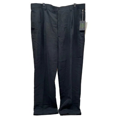 Pantalones de golf vintage Tehama talla 42W x 32L negros grises plisados nuevos con etiquetas Foto 1 de 4