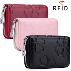 RFID Blocking Womens Zip Leather Wallet Credit Card Holder Card Case Mini Bag US - Picture 1 of 18