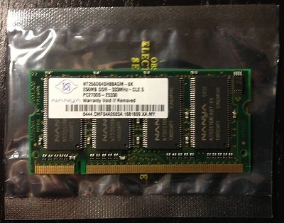 Nanya 256 MB DDR333 Mhz PC2700 SO-DIMM - NT256D64SH8BAGM-6K - Image 1 of 2