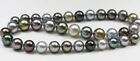 17"7-10mm Natural SouthSea Genuine Black Peacock Green Gray Round Pearl Necklace