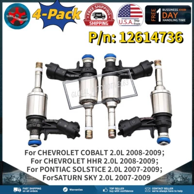 4 peças 12614736 injetores de combustível para 2007-2009 Saturn Sky Pontiac Solstice 2.0L EUA - Imagem 1 de 4
