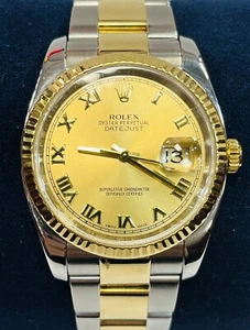 36mm Rolex Datejust Two-tone 116233 Champagne Roman Numeral Dial Oyster Bracelet - Picture 1 of 16