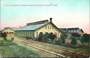 Union Pacific Railroad Shops Grand Island Nebraska Postcard horse buggy 1909 DB - Picture 1 of 2