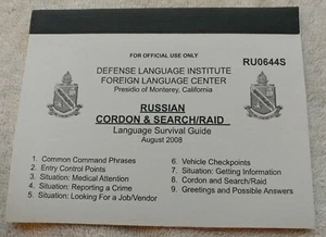 Defense Language Institute Booklet RU0644S Russian Cordon Search Raid Paperback - Picture 1 of 1