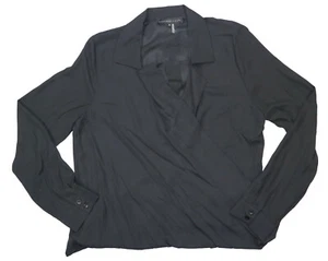 Endless Rose Solid Color Wrap Front V-Neck Women's Blouse Top M NWT Black - Picture 1 of 1