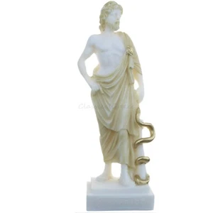 Statue Ancient Greek Asclepius Alabaster 9" - 23cm Cast Marble Mythology Medic - Picture 1 of 9