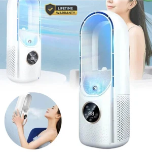 6 Speed Portable Air Silent Timer Air Conditioner Cooler Leafless Electric Fan - Picture 1 of 18
