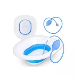 Sitz Bath for Toilet Hemorrhoids Postpartum Care - Collapsible, Drain Hole, Hang - Picture 1 of 8