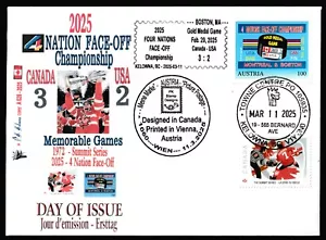 Four Nation Face-Off Ice Hockey Championship - 2025 Canada vs USA stamp FDC - Picture 1 of 8