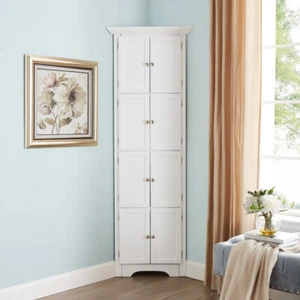 8 Doors Corner Storage Cabinet 72" Tall Kitchen Pantry Cabinet with 4 Shelves US - Picture 1 of 11