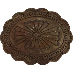 N Silver Stamped Concho Southwest Native American Cowgirl Vintage Belt Buckle - Picture 1 of 5