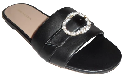 STUART WEITZMAN  Black Leather Flat Sandals Mules 8B - Image 1 of 4