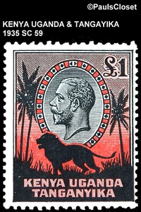 Kenia Uganda 1935 SC 59 KING GEORGE V £1 BLACK & SCARLET MVLH OG F/VF - Bild 1 von 2