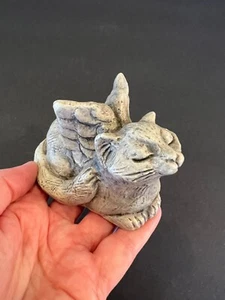 Vintage 1997 Telle M Stein Cat with Angel Wings Indoor Outdoor Figurine 3.5” - Picture 1 of 12