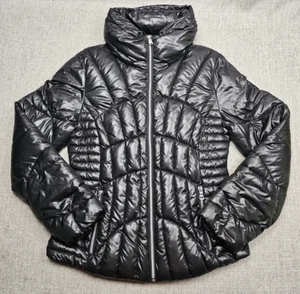Guess Puffer Jacket Womens Medium Black Shiny Quilted City Chic Cottage - Picture 1 of 10