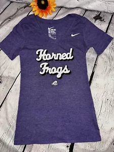 Nike Women’s TCU Horned Frogs Purple V-neck Slim Fit Tee Top Sz. XS NWOT - Picture 1 of 7