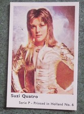 1973 SUZI QUATRO ORIGINAL TRADING GUM CARD PRINTED IN HOLLAND NUMBER 6