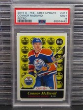2015-16 O-Pee-Chee Update Connor McDavid Retro Rookie RC #U11 PSA 9 Oilers