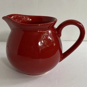Waeshersbach Pitcher Red Creamer Syrup Stoneware Germany Shiny 4” EUC Ceramic - Picture 1 of 16